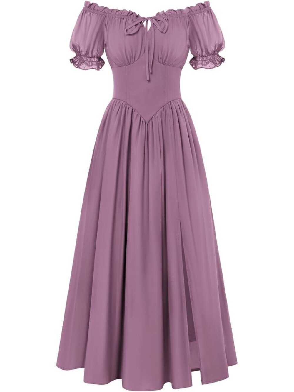 Women's Pink Purple Short Sleeve Off Shoulder Imported With Pocket Costume Dress
